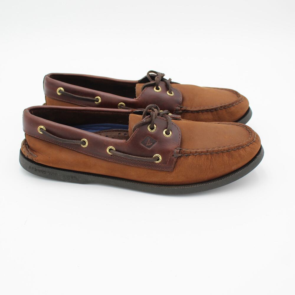 Sperry Top Sider Boat Shoes Mens Size 11 Brown Leather 2 Eye Classic Preppy